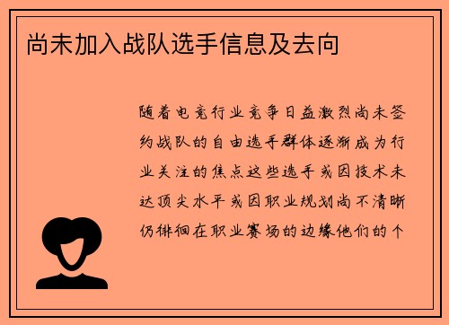 尚未加入战队选手信息及去向